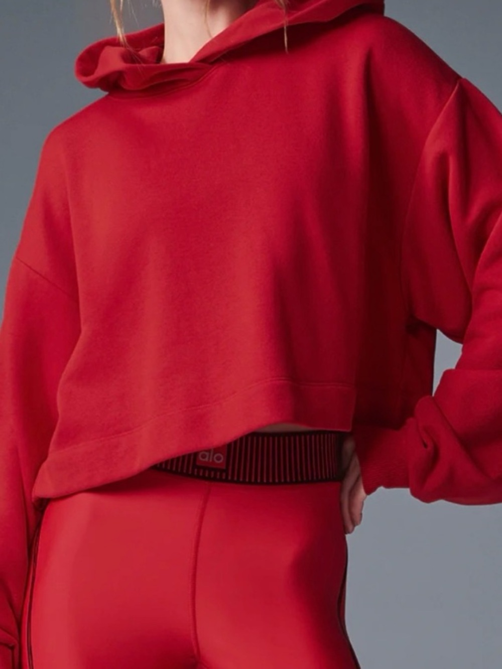 NWT ALO Yoga Bae Hoodie Bold Red Cropped Size Small